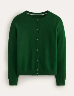 Eva Cashmere Crew Cardigan-Pine Green-Boden Shop