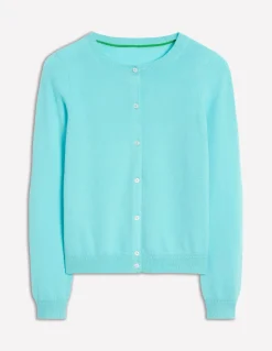 Eva Cashmere Crew Cardigan-Caribbean Blue-Boden Outlet