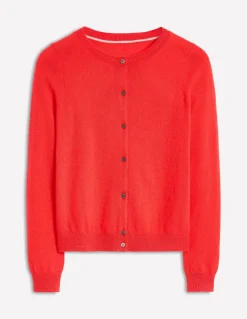 Eva Cashmere Crew Cardigan-Strawberry Tart Red-Boden Clearance