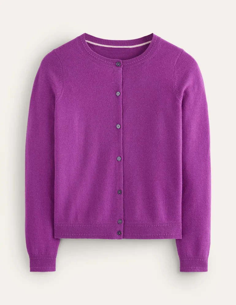 Eva Cashmere Crew Cardigan-Regal Purple-Boden Cheap