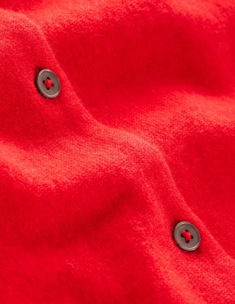 Eva Cashmere Crew Cardigan-Strawberry Tart Red-Boden Clearance