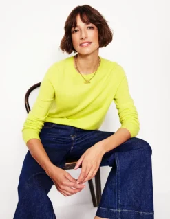 Eva Cashmere Crew Neck Jumper-Soda Yellow-Boden Cheap