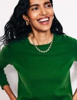 Eva Cashmere Crew Neck Sweater-Pine Green-Boden Online