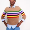 Eva Cashmere Crew Neck Sweater-Camel Melange, Rainbow-Boden Shop
