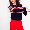 Eva Cashmere Crew Neck Sweater-Navy, Rainbow-Boden Best Sale