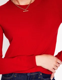 Eva Cashmere Crew Neck Sweater-Rouge Red-Boden Shop