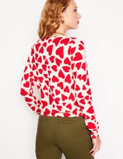 Eva Cashmere Crew Neck Sweater-Ivory, Heart Cluster-Boden Best