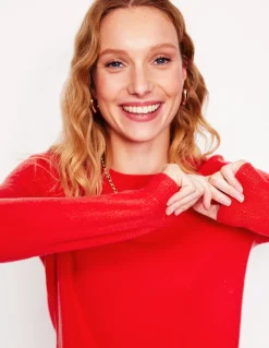 Eva Cashmere Crew Neck Sweater-Strawberry Tart Red-Boden Sale