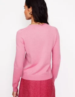 Eva Cashmere Crew Neck Sweater-Old Rose Pink-Boden Clearance