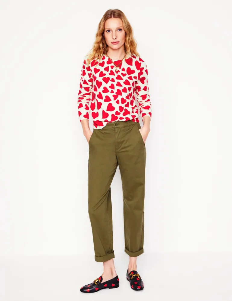 Eva Cashmere Crew Neck Sweater-Ivory, Heart Cluster-Boden Best