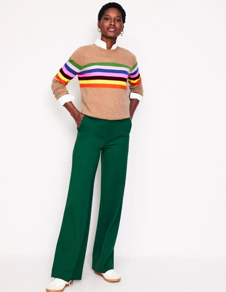 Eva Cashmere Crew Neck Sweater-Camel Melange, Rainbow-Boden Shop