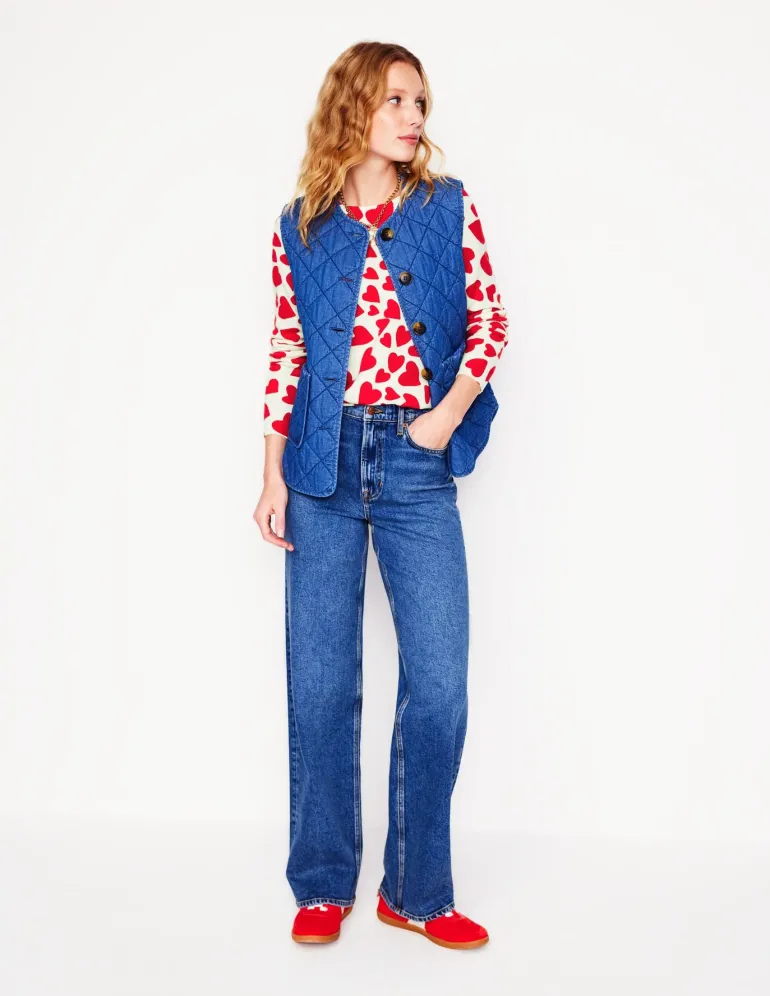 Eva Cashmere Crew Neck Sweater-Ivory, Heart Cluster-Boden Best
