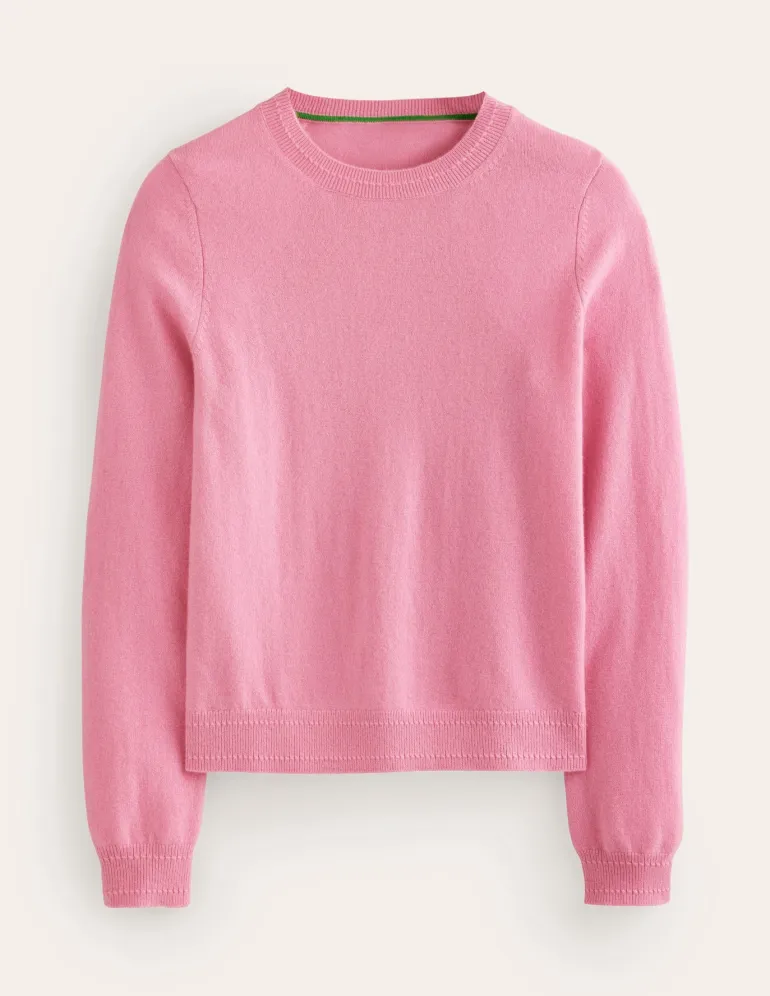 Eva Cashmere Crew Neck Sweater-Old Rose Pink-Boden Clearance