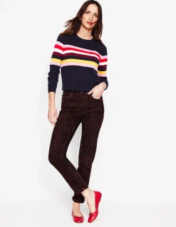 Eva Cashmere Crew Neck Sweater-Navy, Rainbow-Boden Best Sale