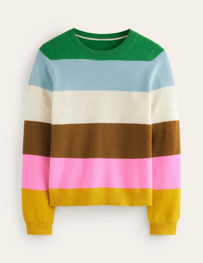 Eva Cashmere Crew Neck Sweater-Multi, Rainbow-Boden Fashion
