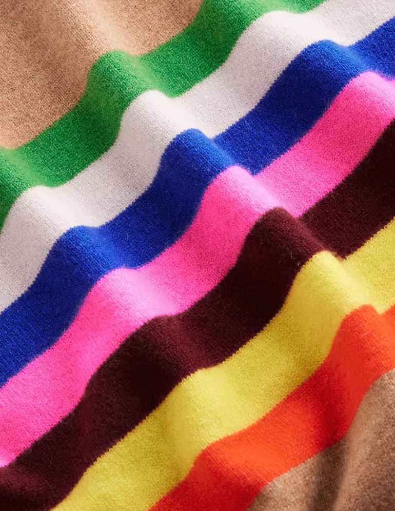 Eva Cashmere Crew Neck Sweater-Camel Melange, Rainbow-Boden Shop