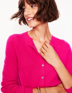 Eva Cashmere Cropped Cardigan-Bright Pink-Boden Outlet