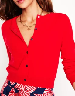 Eva Cashmere Cropped Cardigan-Poppy Red-Boden New