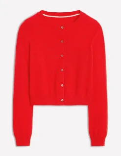 Eva Cashmere Cropped Cardigan-Poppy Red-Boden New