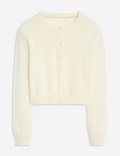 Eva Cashmere Cropped Cardigan-Warm Ivory-Boden Store