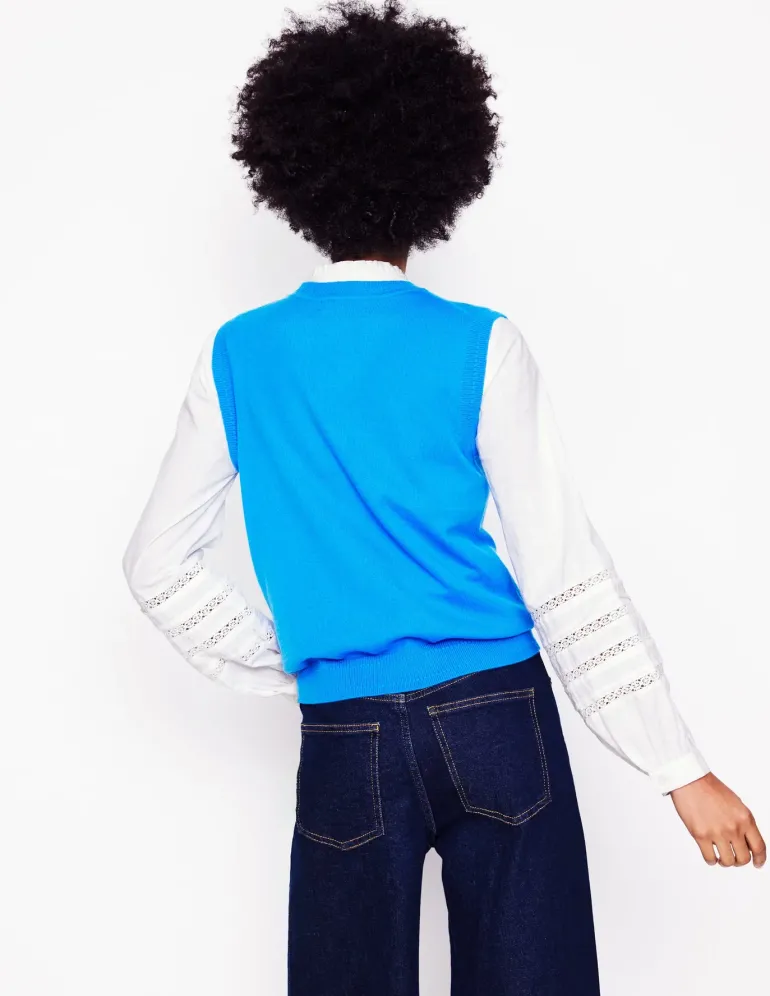 Eva Cashmere Vest-Cerulean Blue-Boden Discount