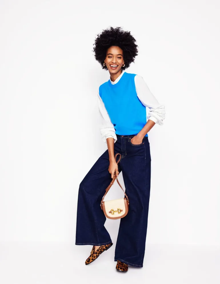 Eva Cashmere Vest-Cerulean Blue-Boden Discount