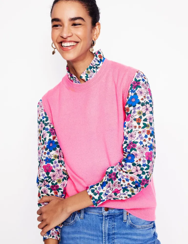 Eva Cashmere Vest-Meadowsweet Pink-Boden Best