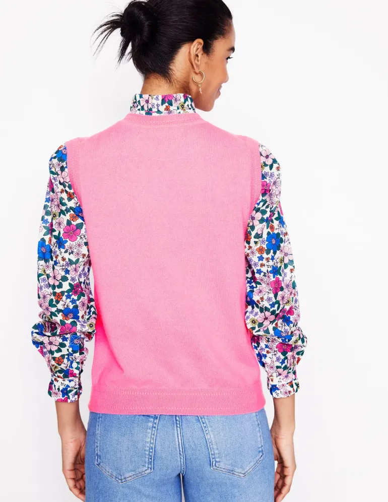 Eva Cashmere Vest-Meadowsweet Pink-Boden Best