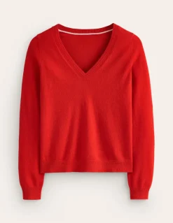 Eva Cashmere V-Neck Sweater-Rouge Red-Boden Cheap