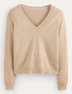 Eva Cashmere V-Neck Sweater-Chinchilla Melange-Boden Store