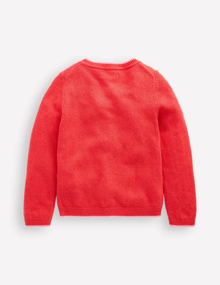 Evelyn Fun Logo Cardigan-Jam Red Bunnies-Boden Best Sale