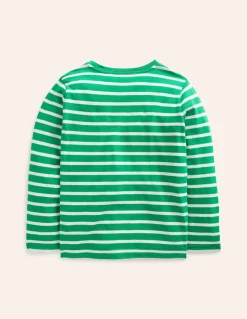 Everyday Breton T-Shirt-Highland Green/Grey Marl-Boden Outlet