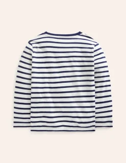 Everyday Breton T-Shirt-Ivory/ College Navy-Boden Shop