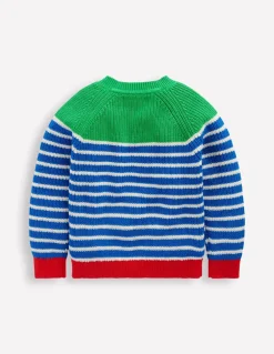 Everyday Cotton Jumper-Kingfisher Blue/Rich Emerald-Boden New