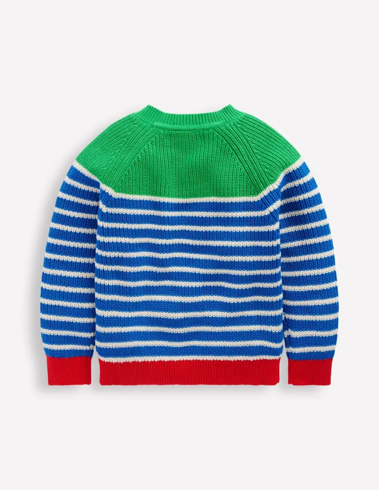 Everyday Cotton Jumper-Kingfisher Blue/Rich Emerald-Boden New