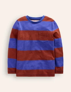 Everyday Long Sleeve T-Shirt-Blue/ Burgandy stripe-Boden Store