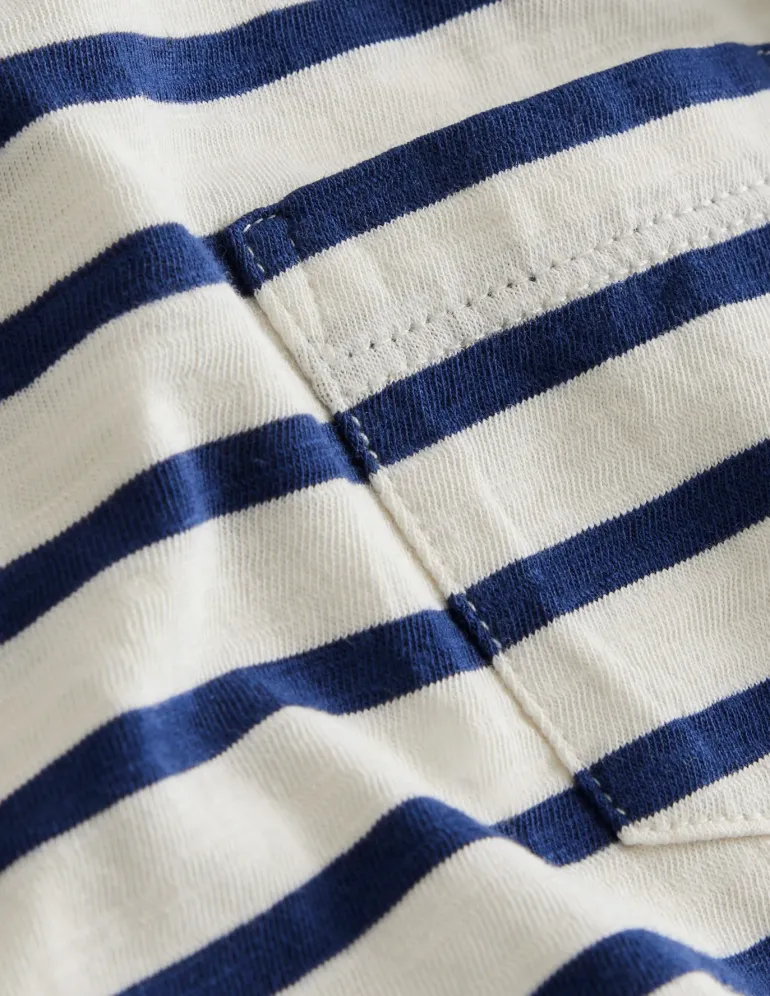 Everyday Long Sleeve T-Shirt-Soft Ivory/ College Navy-Boden Sale