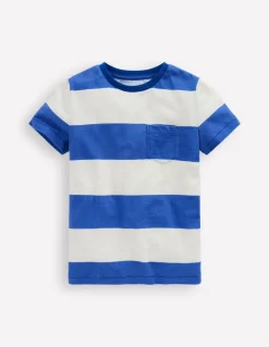 Everyday Short Sleeve T-Shirt-Bright Blue /Soft Ivory Stripe-Boden Discount