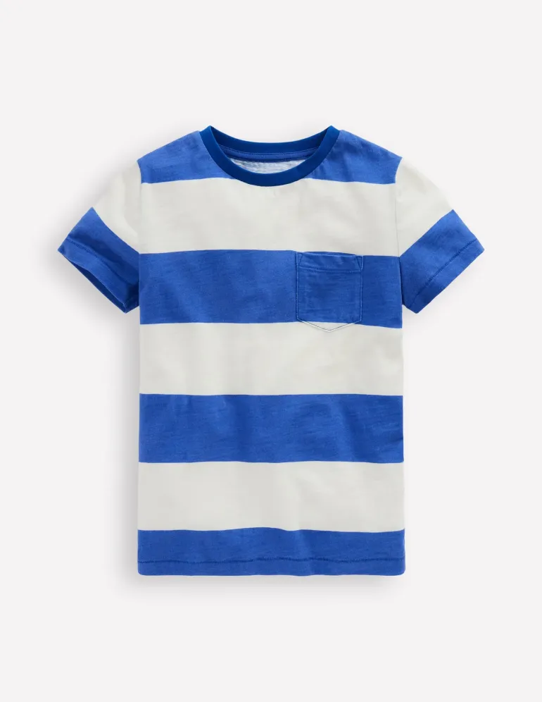 Everyday Short Sleeve T-Shirt-Bright Blue /Soft Ivory Stripe-Boden Discount