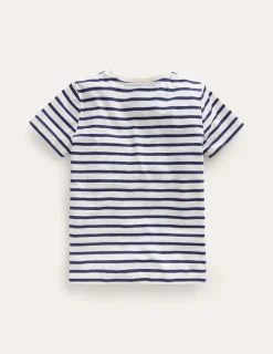 Everyday Short Sleeve T-Shirt-Ivory/College Navy-Boden Outlet