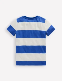 Everyday Short Sleeve T-Shirt-Bright Blue /Soft Ivory Stripe-Boden Discount