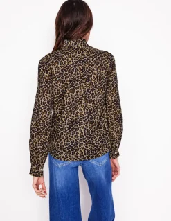 Felicity Cotton Blouse-Camel, Cheetah Pop-Boden Online