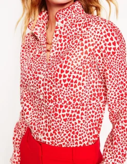 Felicity Cotton Blouse-Ivory, Heart Cluster-Boden Shop