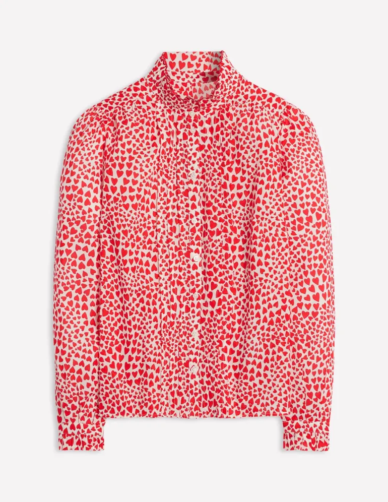 Felicity Cotton Blouse-Ivory, Heart Cluster-Boden Shop