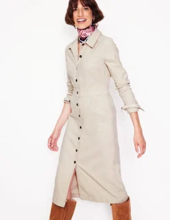 Flora Cord Midi Shirt Dress-Almond Peach-Boden Shop