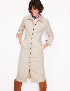 Flora Cord Midi Shirt Dress-Almond Peach-Boden Shop