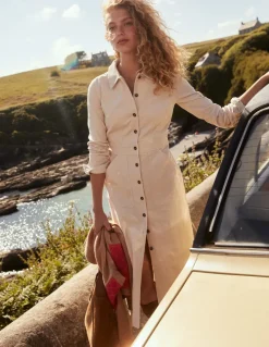 Flora Cord Midi Shirt Dress-Almond Peach-Boden Shop