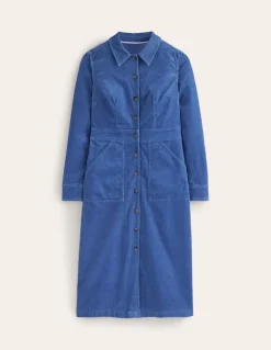 Flora Cord Midi Shirt Dress-True Navy-Boden Best