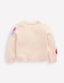 Flora Fun V-Neck Cardigan-Ecru Marl Strawberries-Boden Best