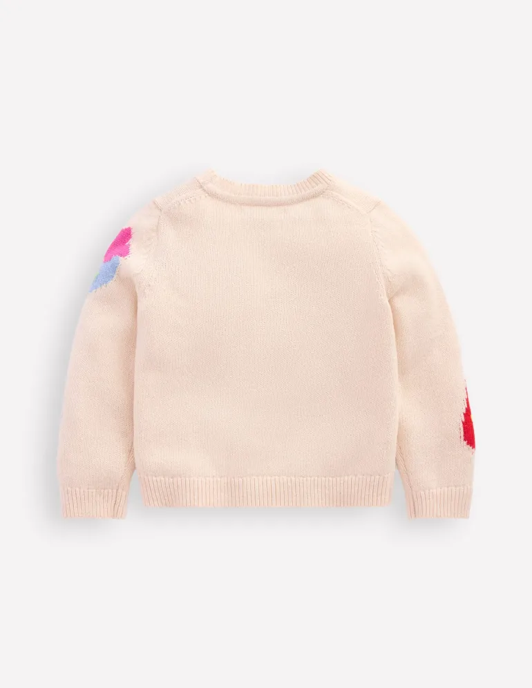 Flora Fun V-Neck Cardigan-Ecru Marl Strawberries-Boden Best